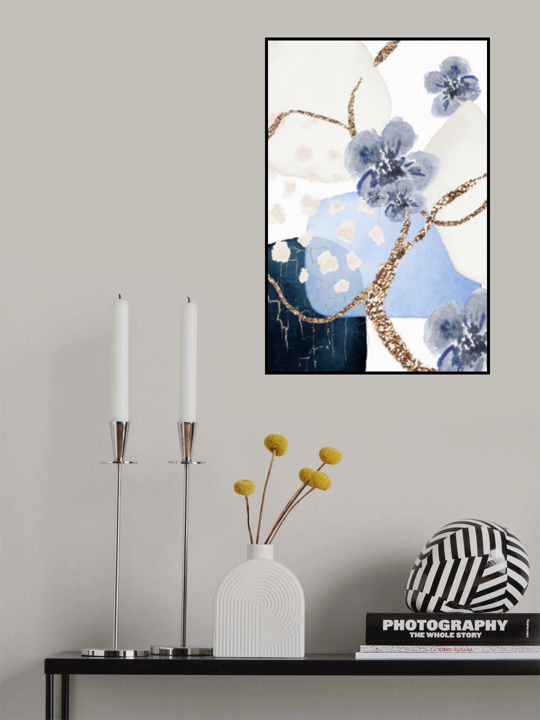 Floral Blue-3 Poster och Canvastavla