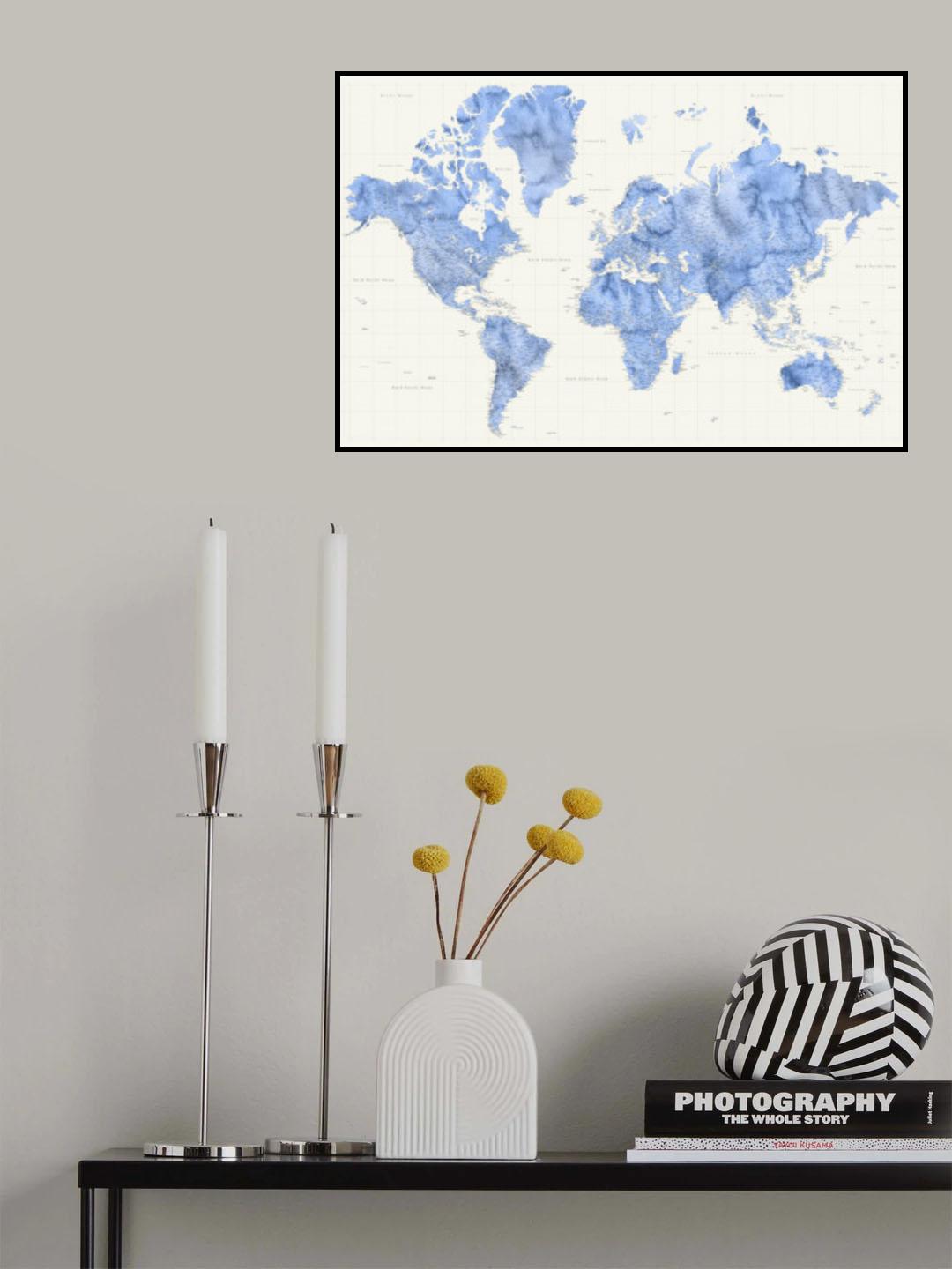 Parlan high detail world map Poster och Canvastavla