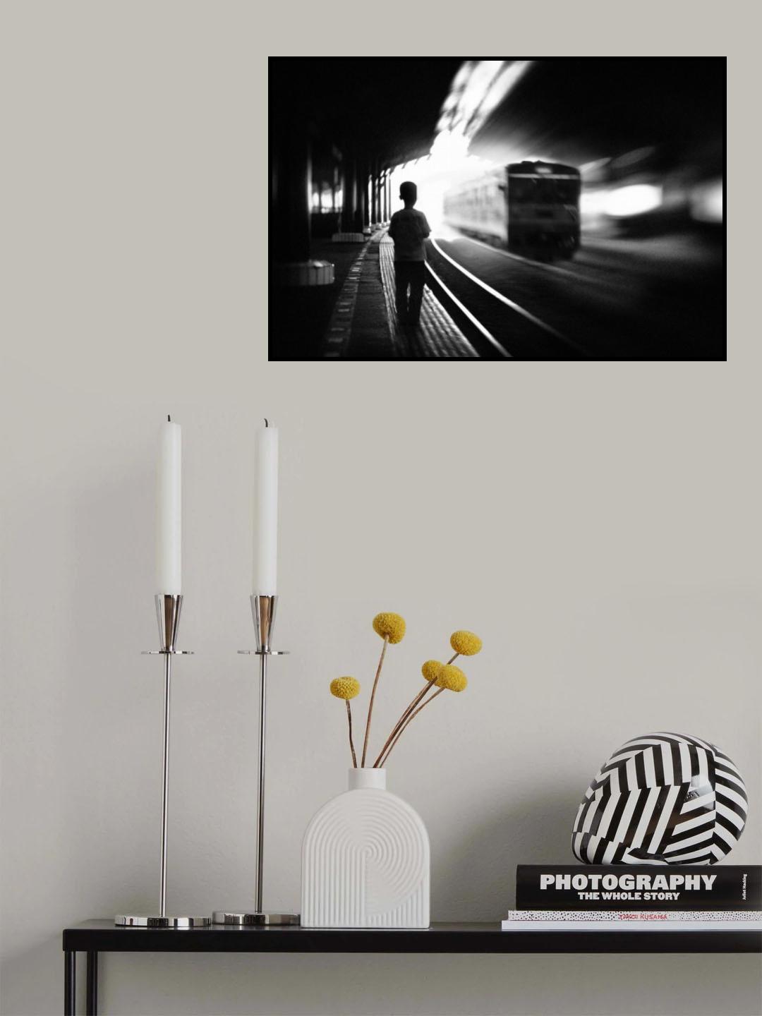 at the station series: 2/5. kid & train Poster och Canvastavla
