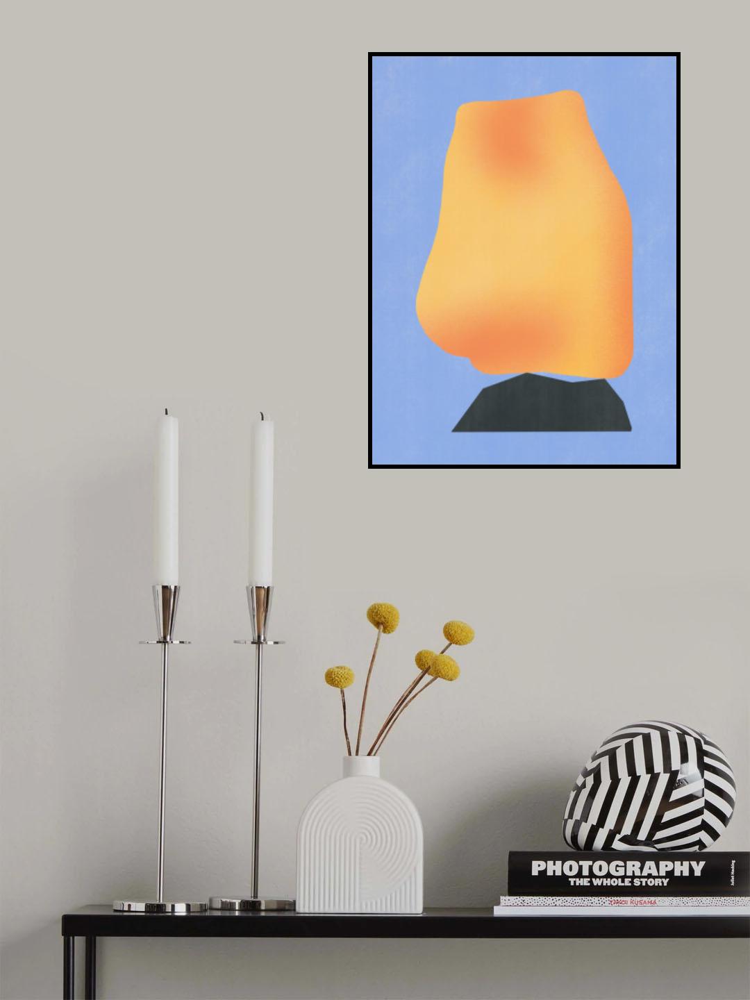 Stone Sculpture In Luminous Yellow Poster och Canvastavla