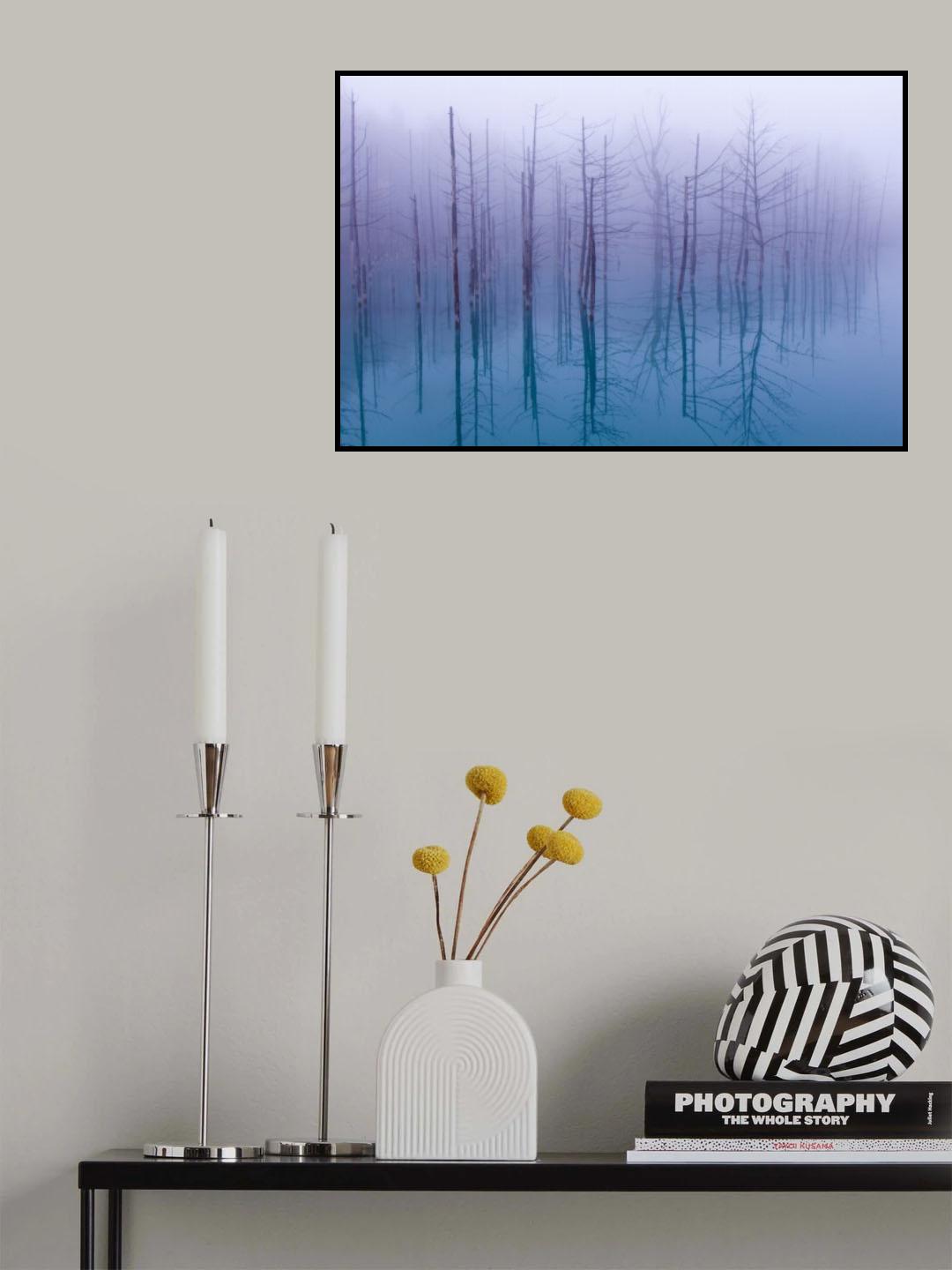 Misty Blue Pond Poster och Canvastavla