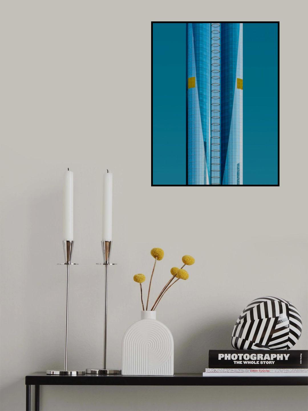 Blue on Blue - Modern Architecture Dubai Poster och Canvastavla