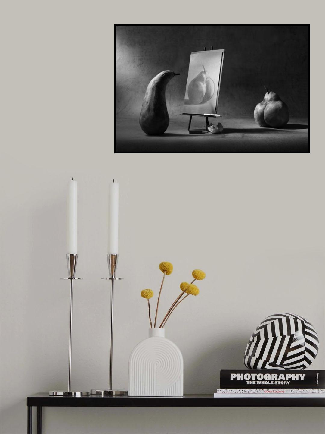 The nude. Making a sketch. Poster och Canvastavla