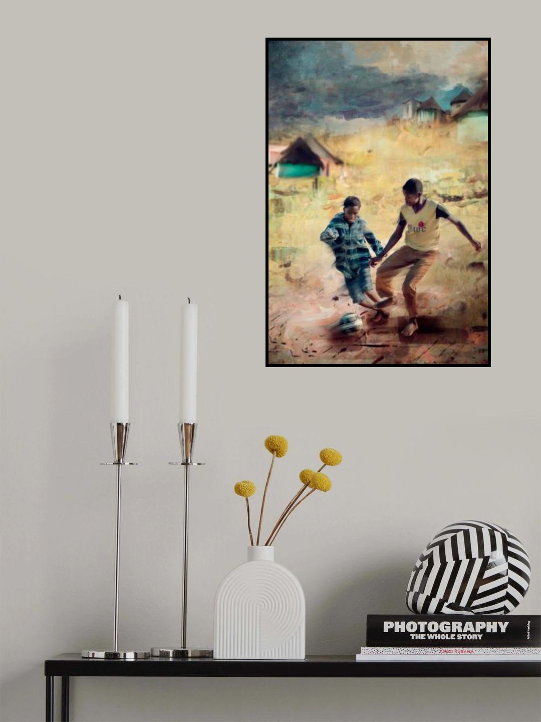 Children playing soccer Poster och Canvastavla