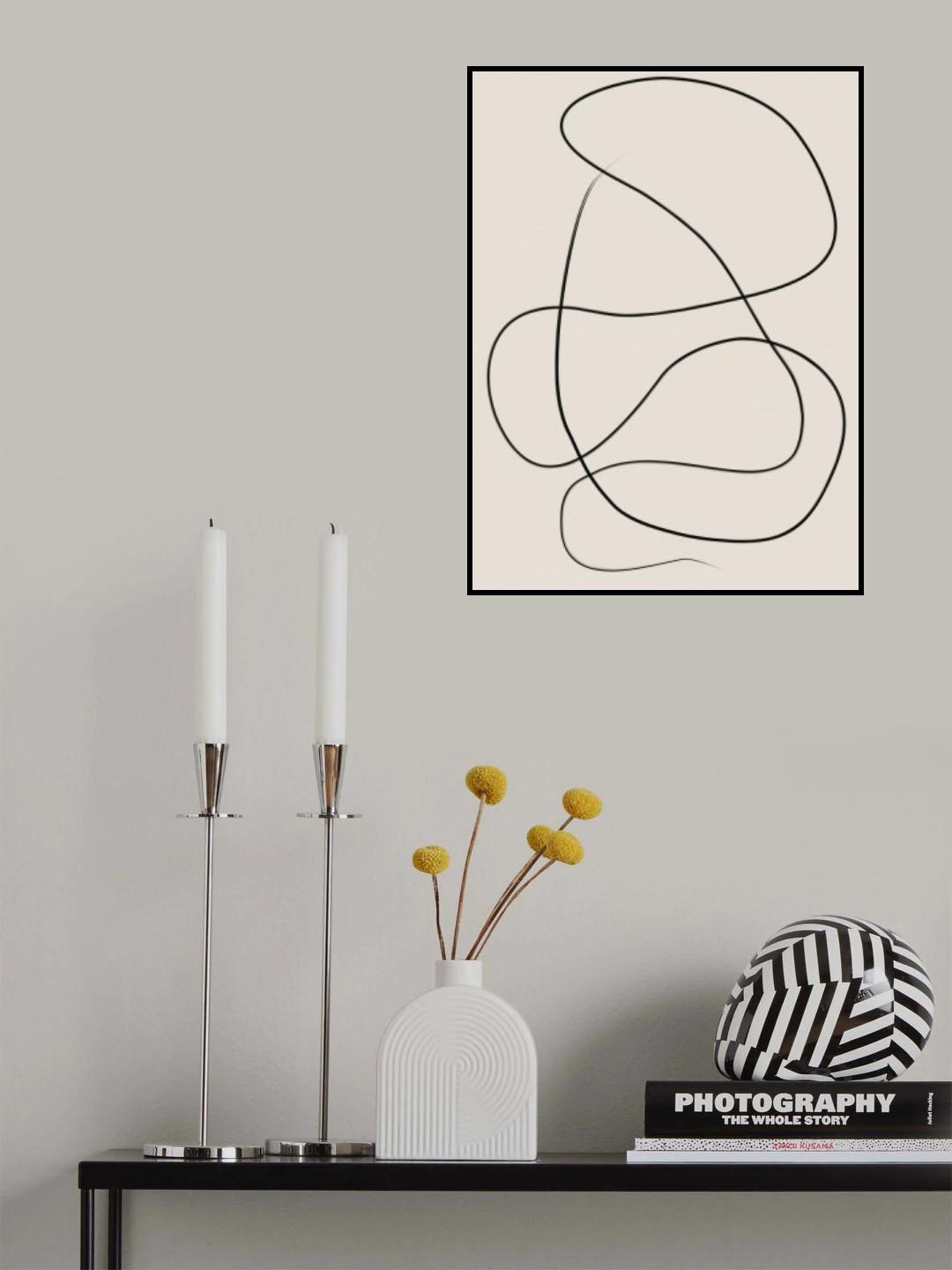 Swirling One Line Art Poster och Canvastavla