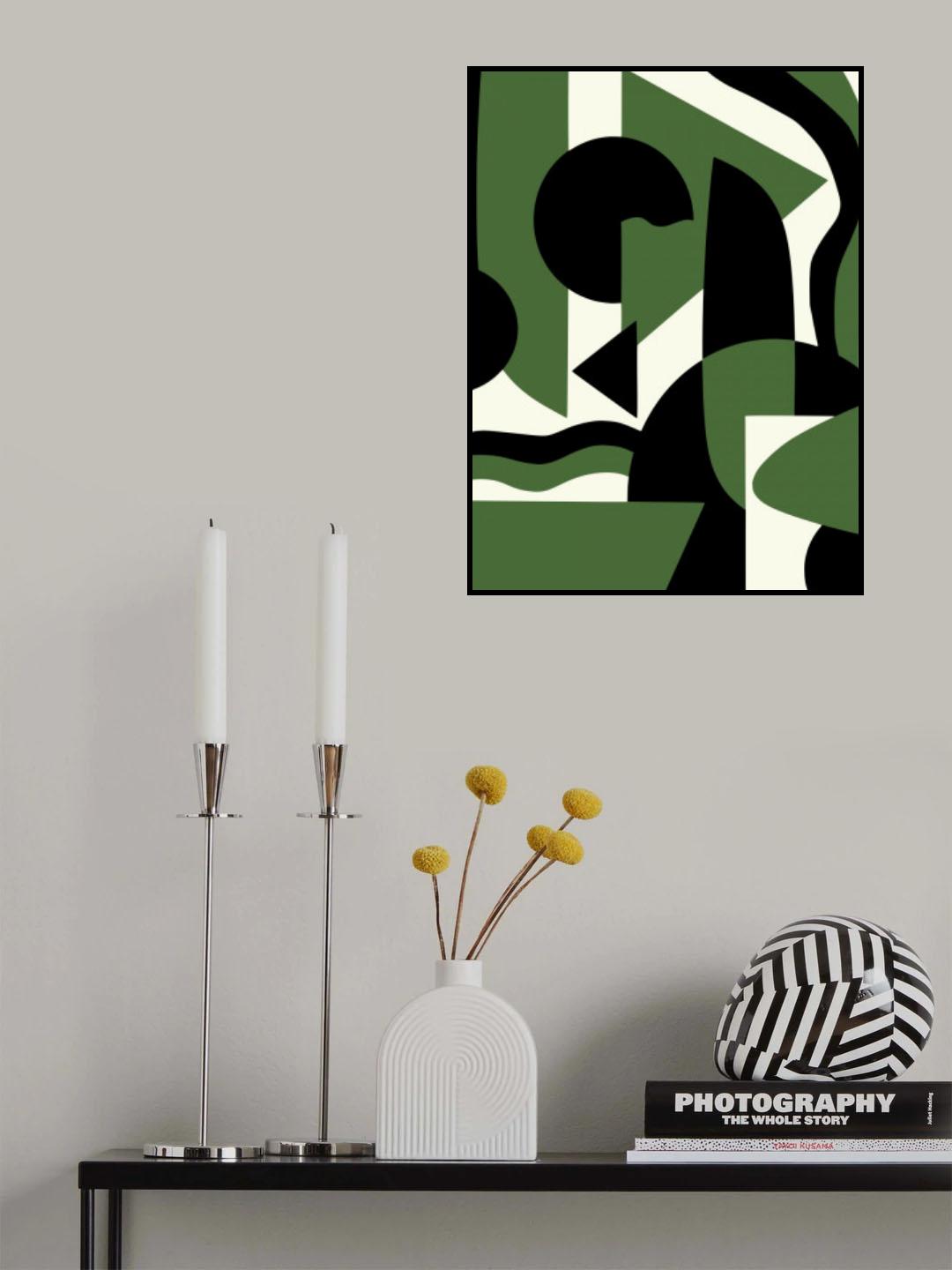 Geometrical Green Abstract Maximalist Poster och Canvastavla