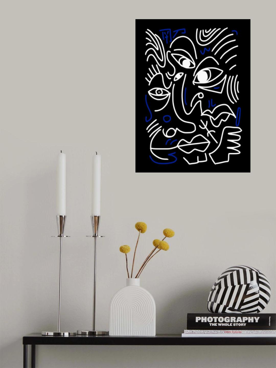 Line Art Bizarre Faces Poster och Canvastavla