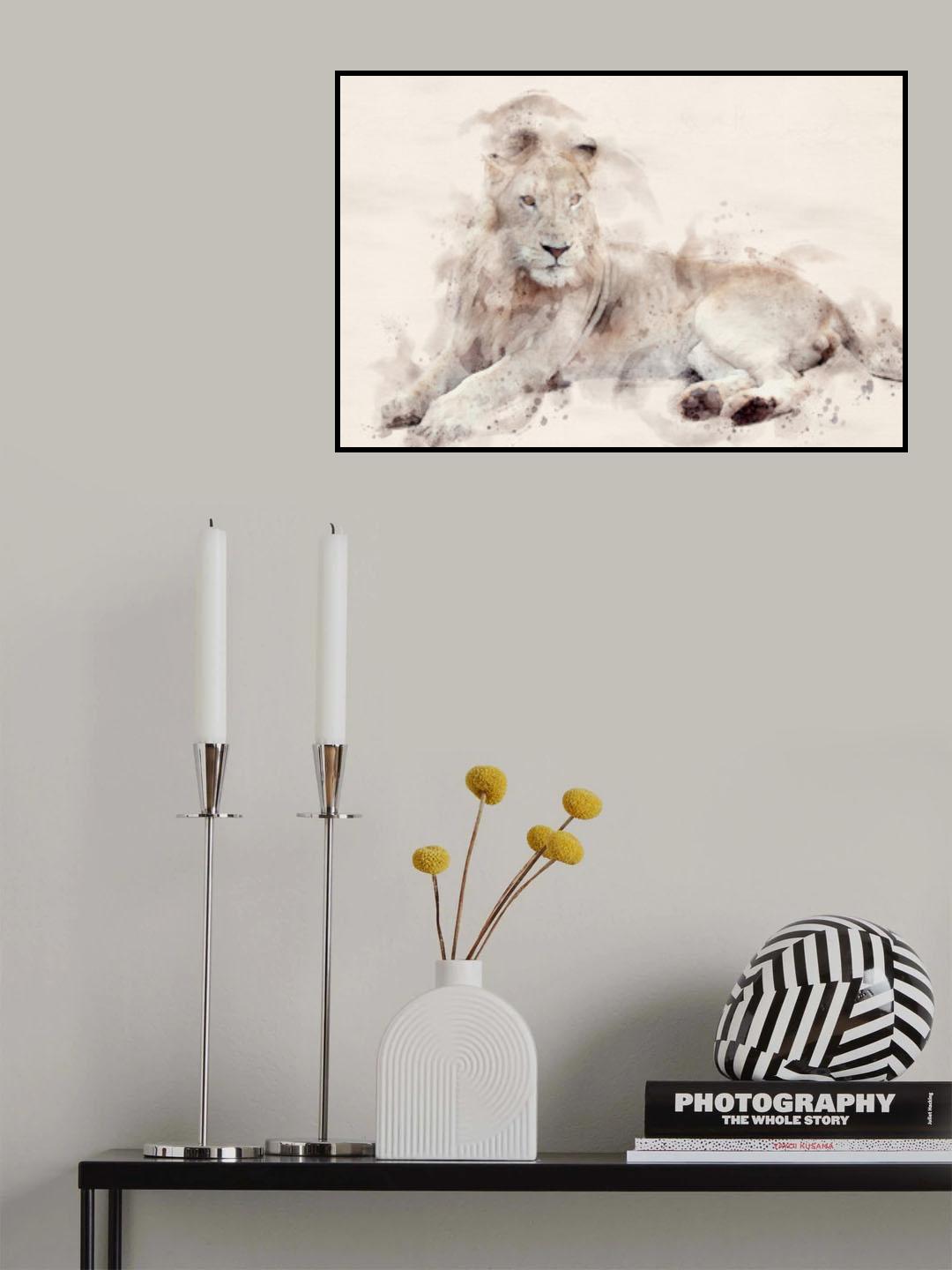 Abstract African Lion Watercolor Art Poster och Canvastavla