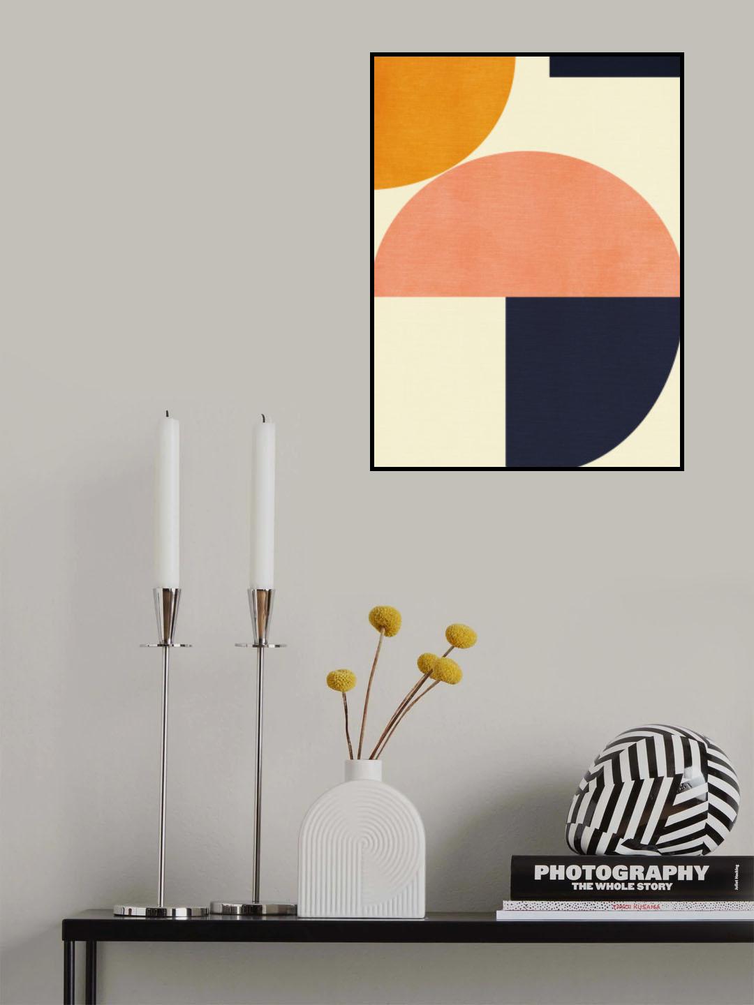 Rainbow Plus Shapes Blue Mustard2 Poster och Canvastavla