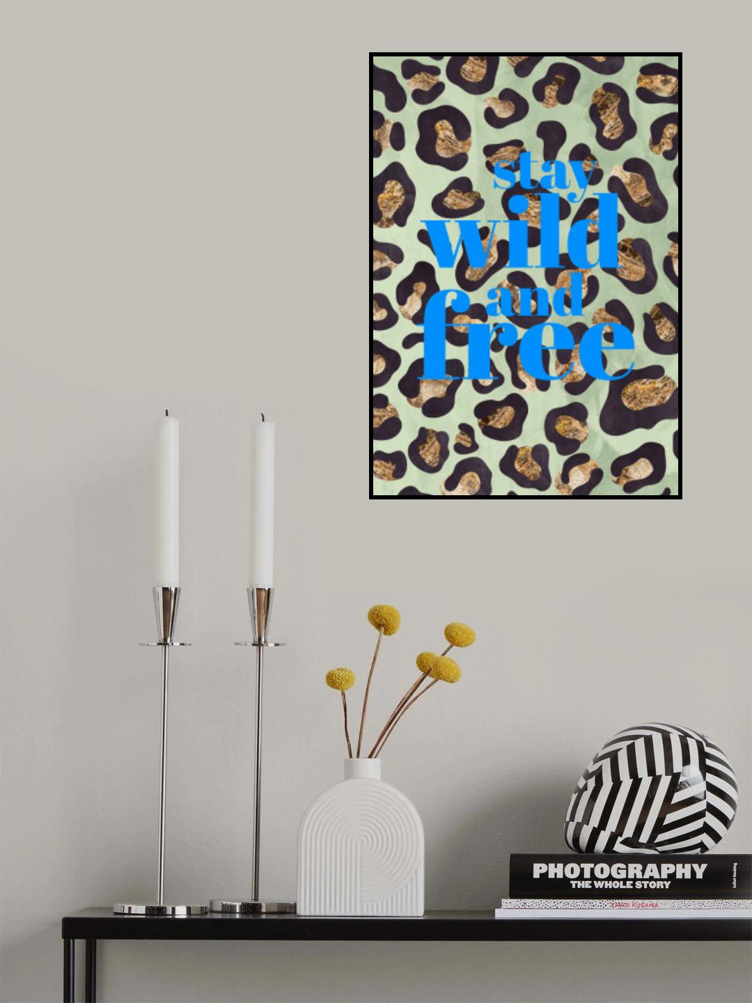 Wild and free leopard print typography Poster och Canvastavla