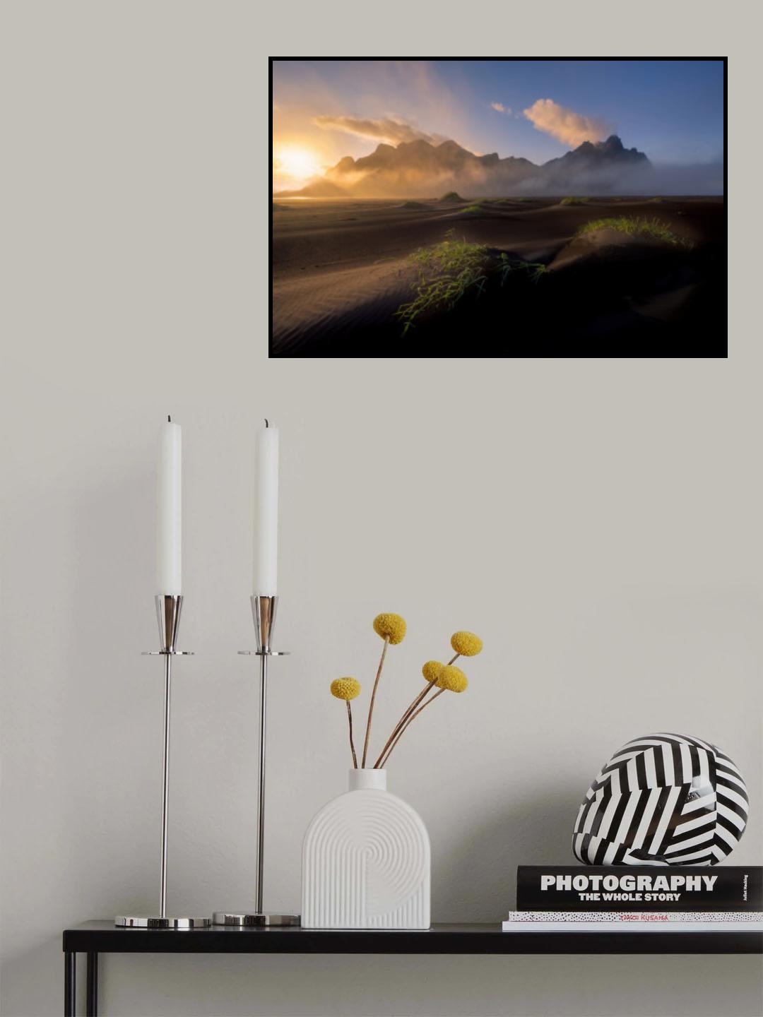 Vestrahorn shrouded in mist and clouds Poster och Canvastavla