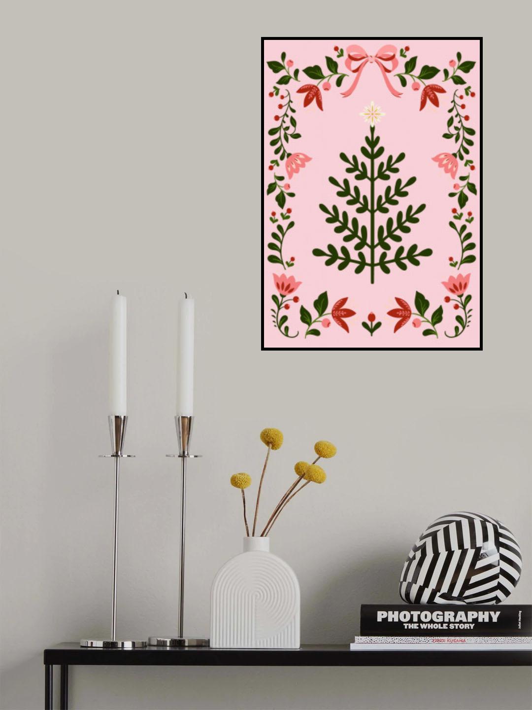 Pink Christmas Tree Poster och Canvastavla
