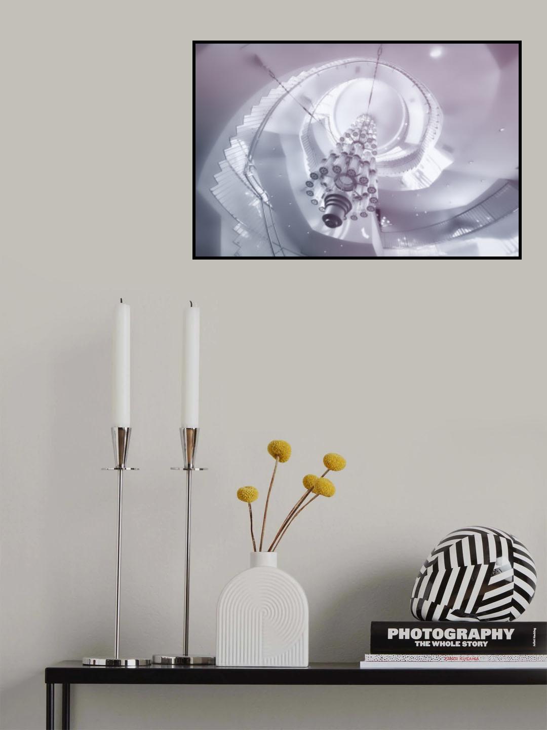 Spiral staircase and Chandelier Poster och Canvastavla