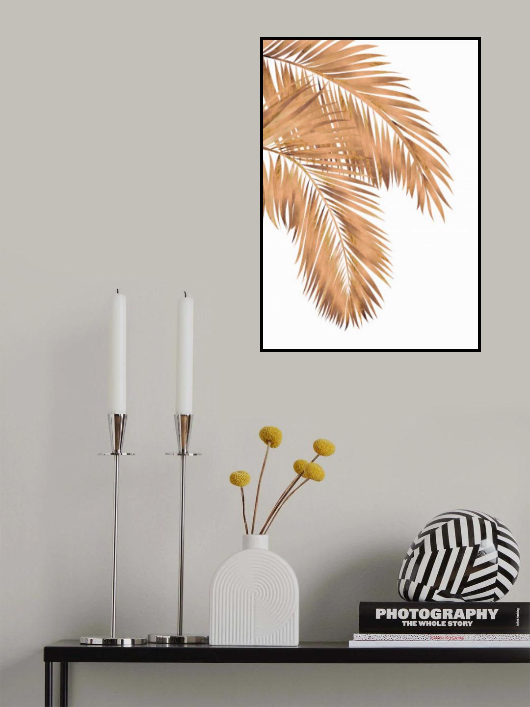 Golden palms white copper 1 Poster och Canvastavla