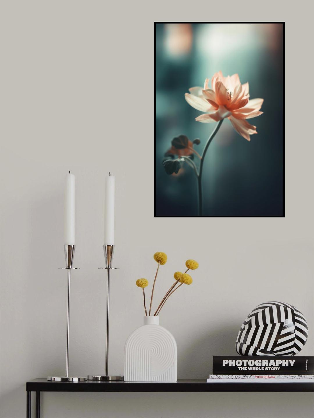 Coral Flowers At Night Poster och Canvastavla