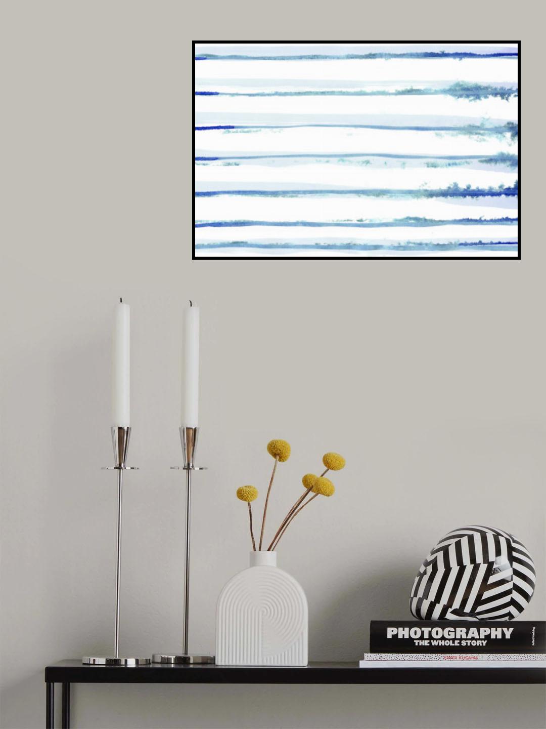 Abstract Lines Blue and White 09 Poster och Canvastavla