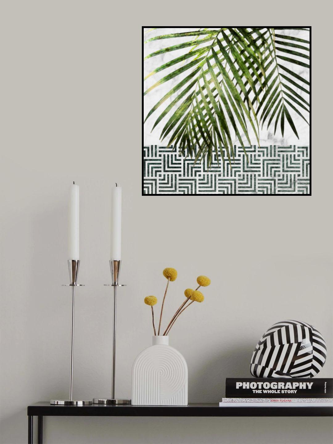 Palm Leaves on Tile Wall Poster och Canvastavla