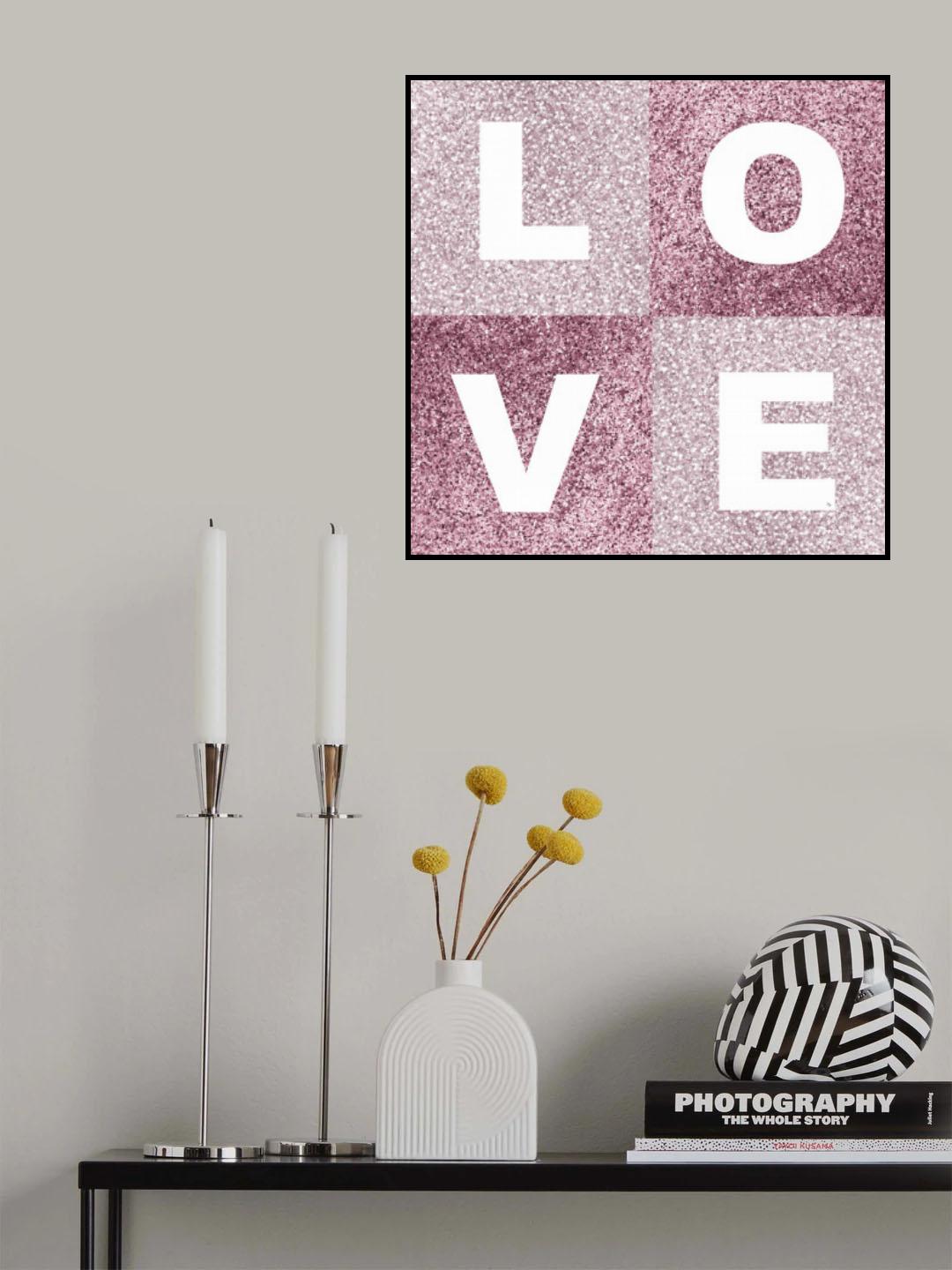 Pink Glitter Love Poster och Canvastavla