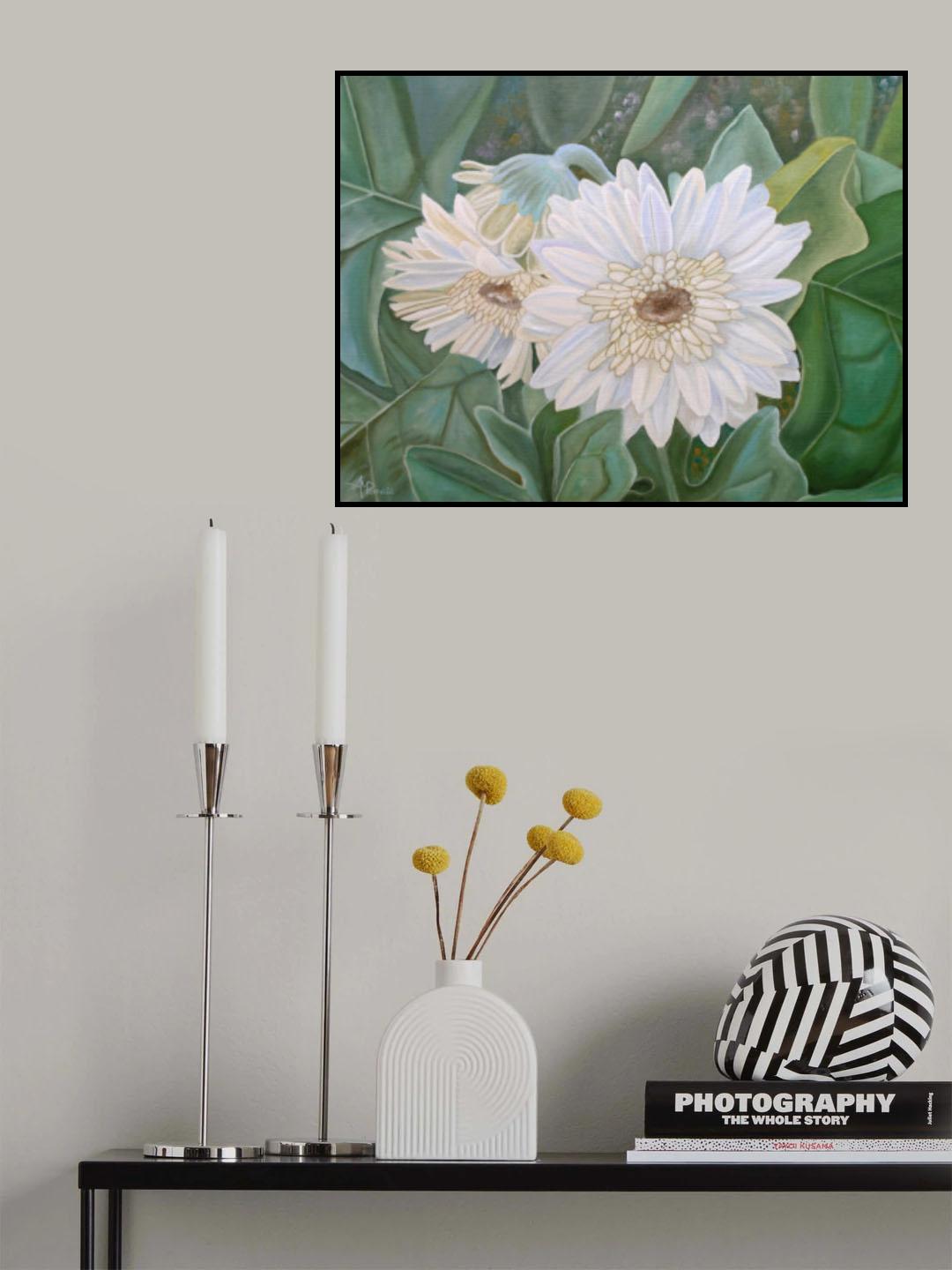 White Gerbera Poster och Canvastavla