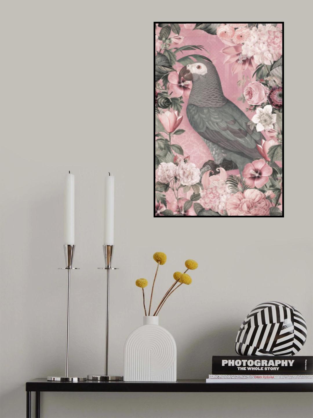 The Parrots Paradise Garden Pastel Pink Poster och Canvastavla