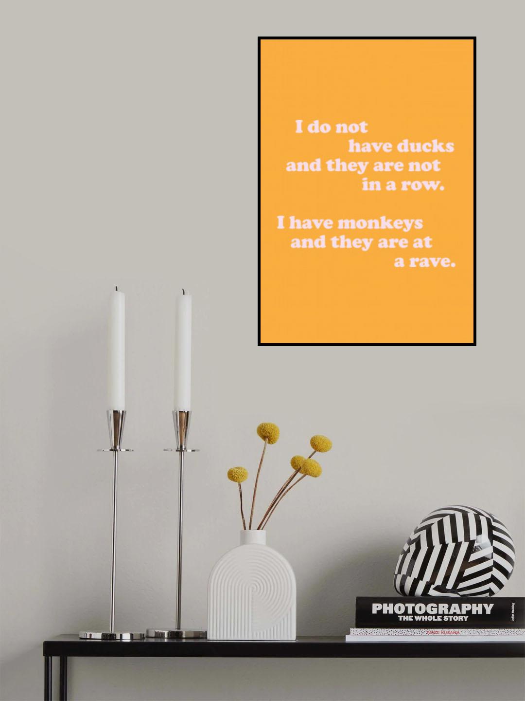 Monkeys At A Rave (Yellow) Poster och Canvastavla