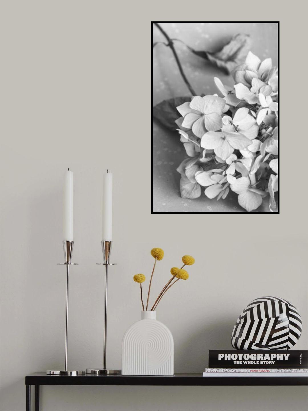 Dried Flowe ron Plate_black & white Poster och Canvastavla