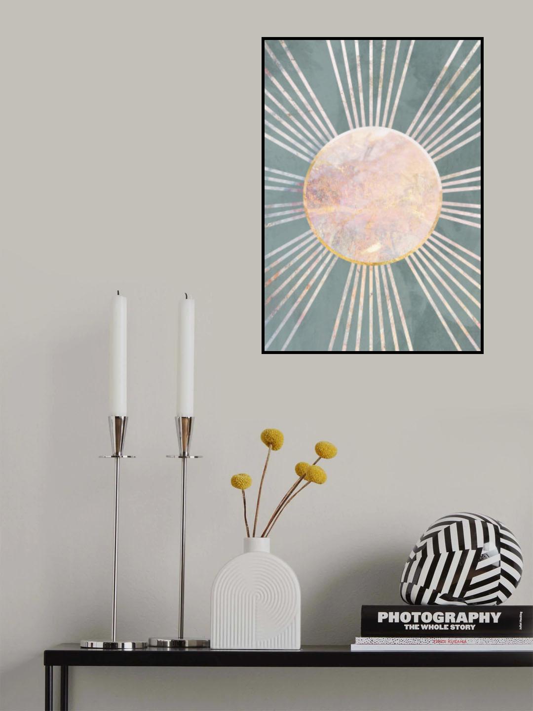 Deep Green Sun Rays Poster och Canvastavla