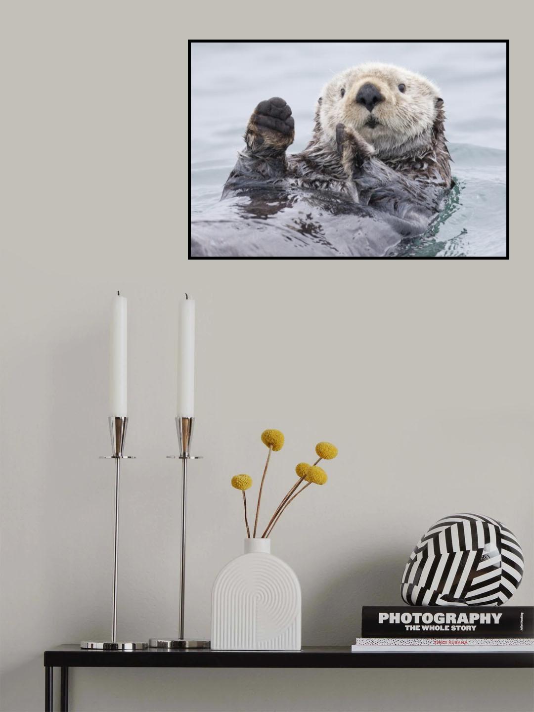 Yesterday I caught a fish thiiis big! - Otter. Alaska Poster och Canvastavla