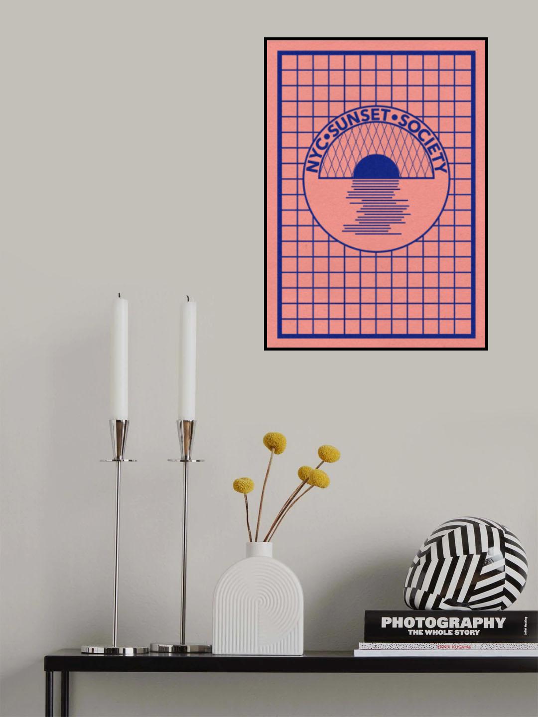Nyc Sunset Society Blue Poster och Canvastavla