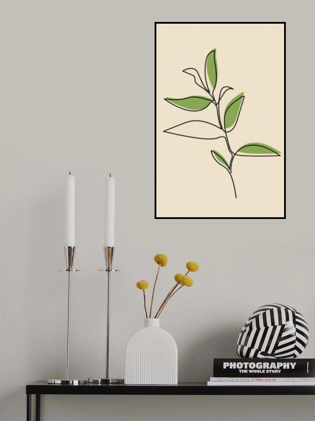 Abstract One Line Leaf Drawing I Poster och Canvastavla