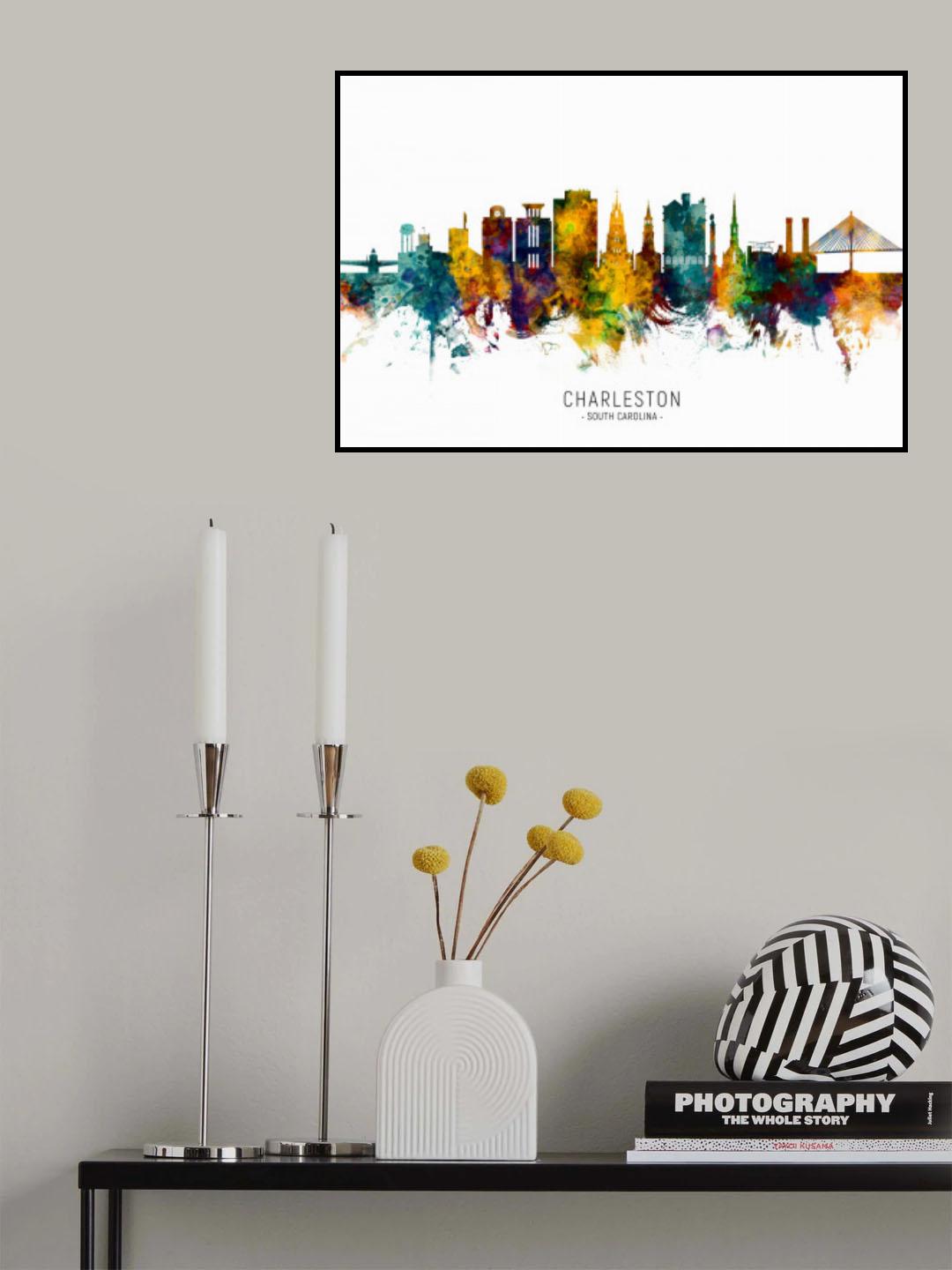 Charleston South Carolina Skyline Poster och Canvastavla