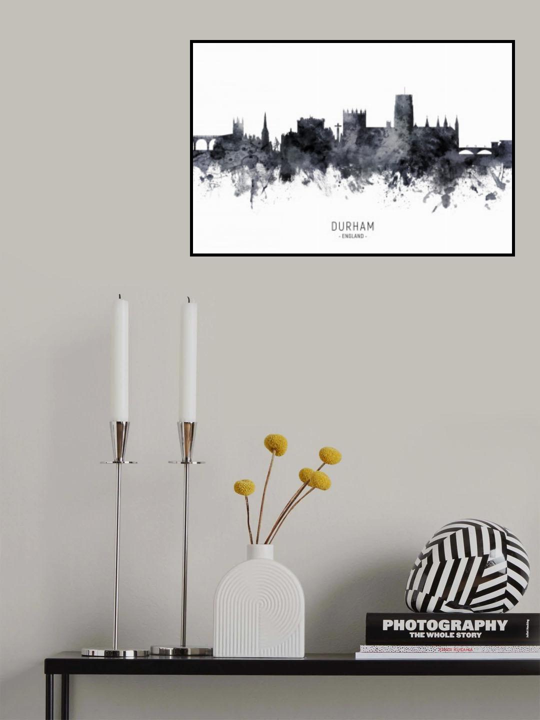Durham England Skyline Cityscape Poster och Canvastavla