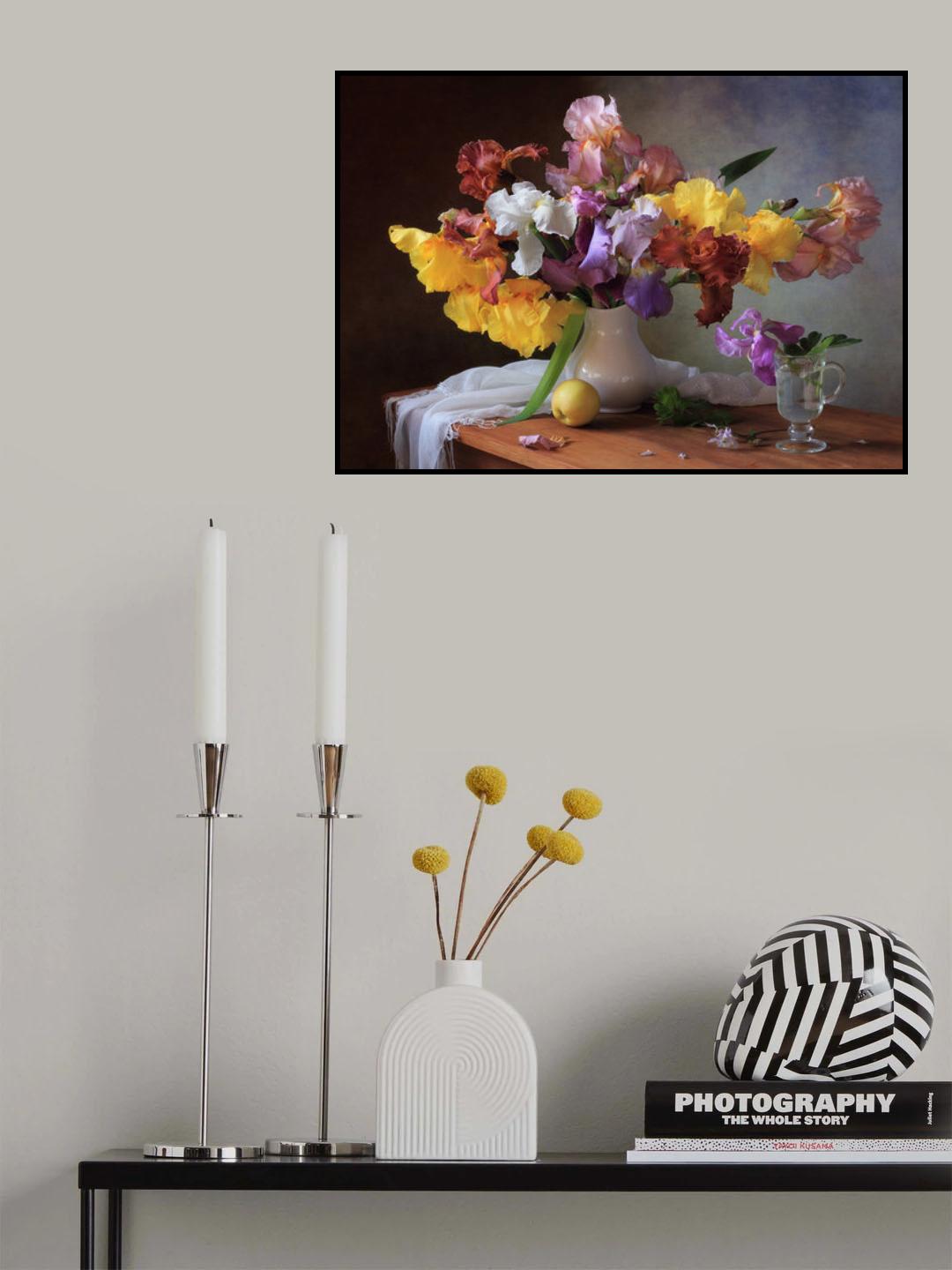 Still life with a bouquet of irises Poster och Canvastavla