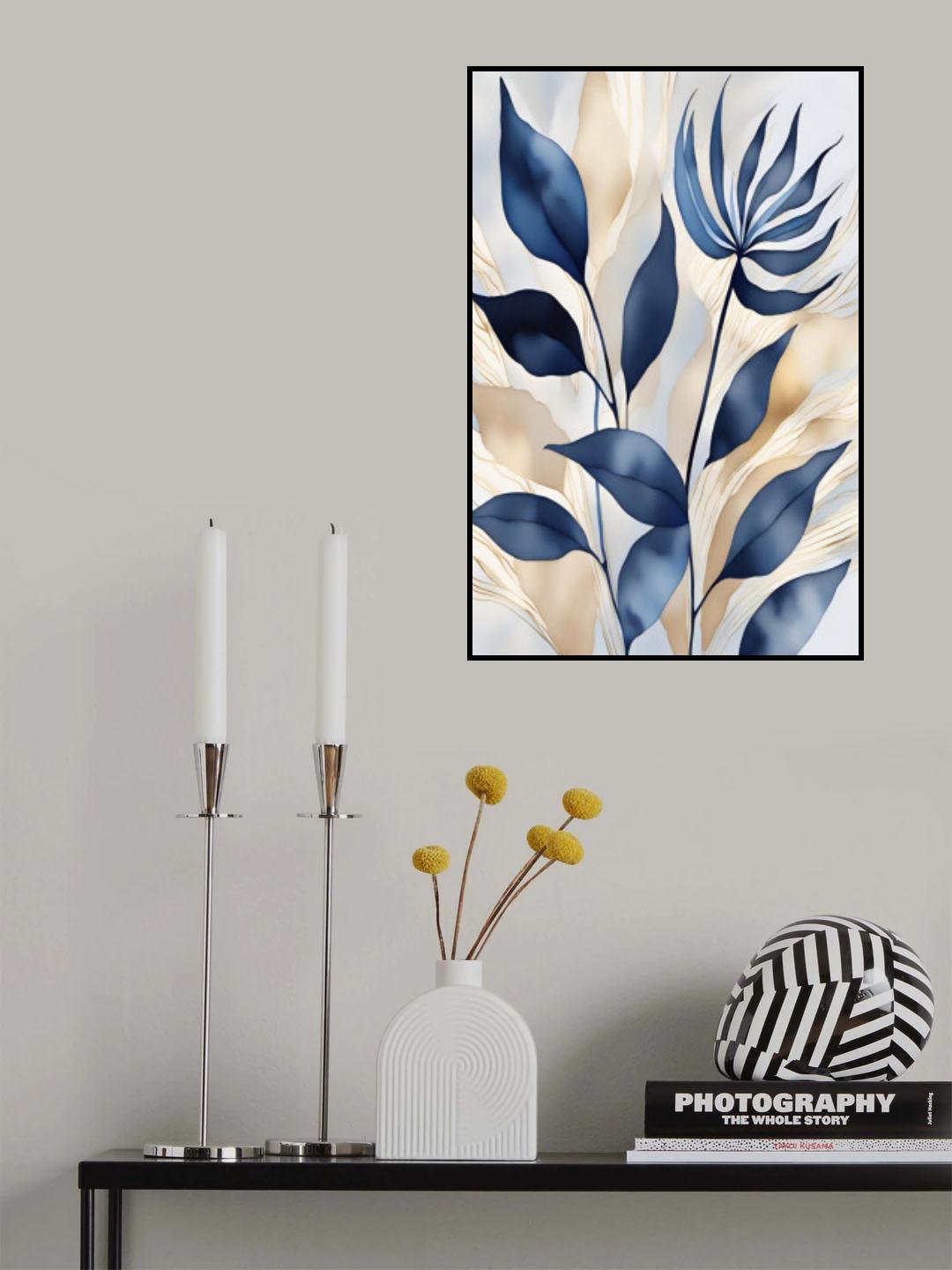 Leaves In Blue 3 Poster och Canvastavla