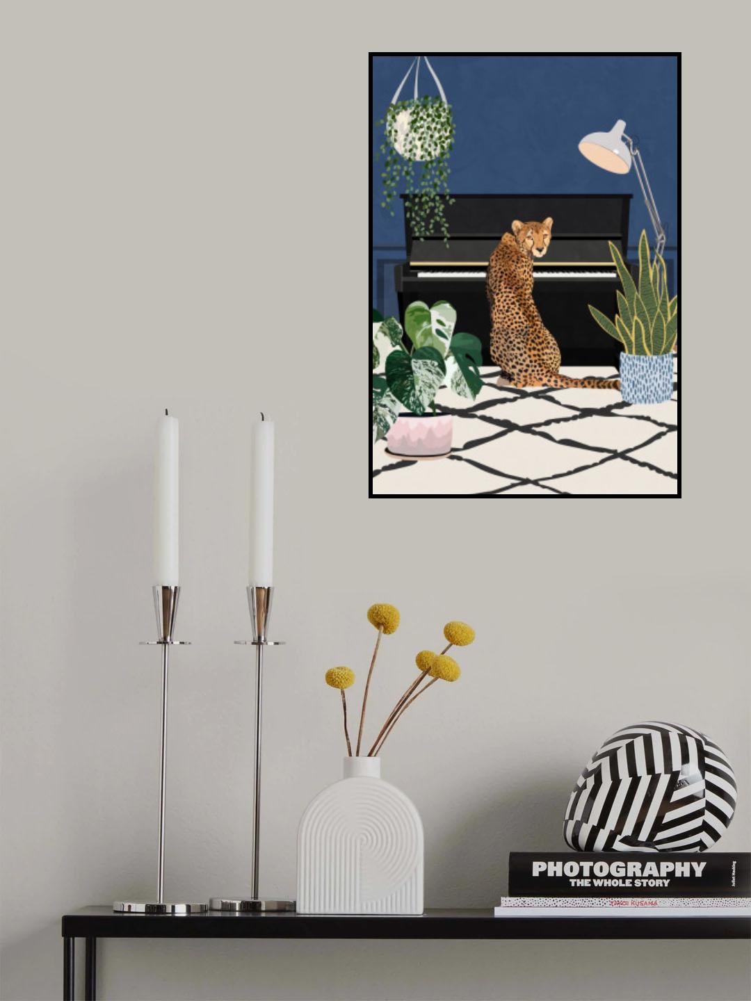 Cheetah playing piano Poster och Canvastavla
