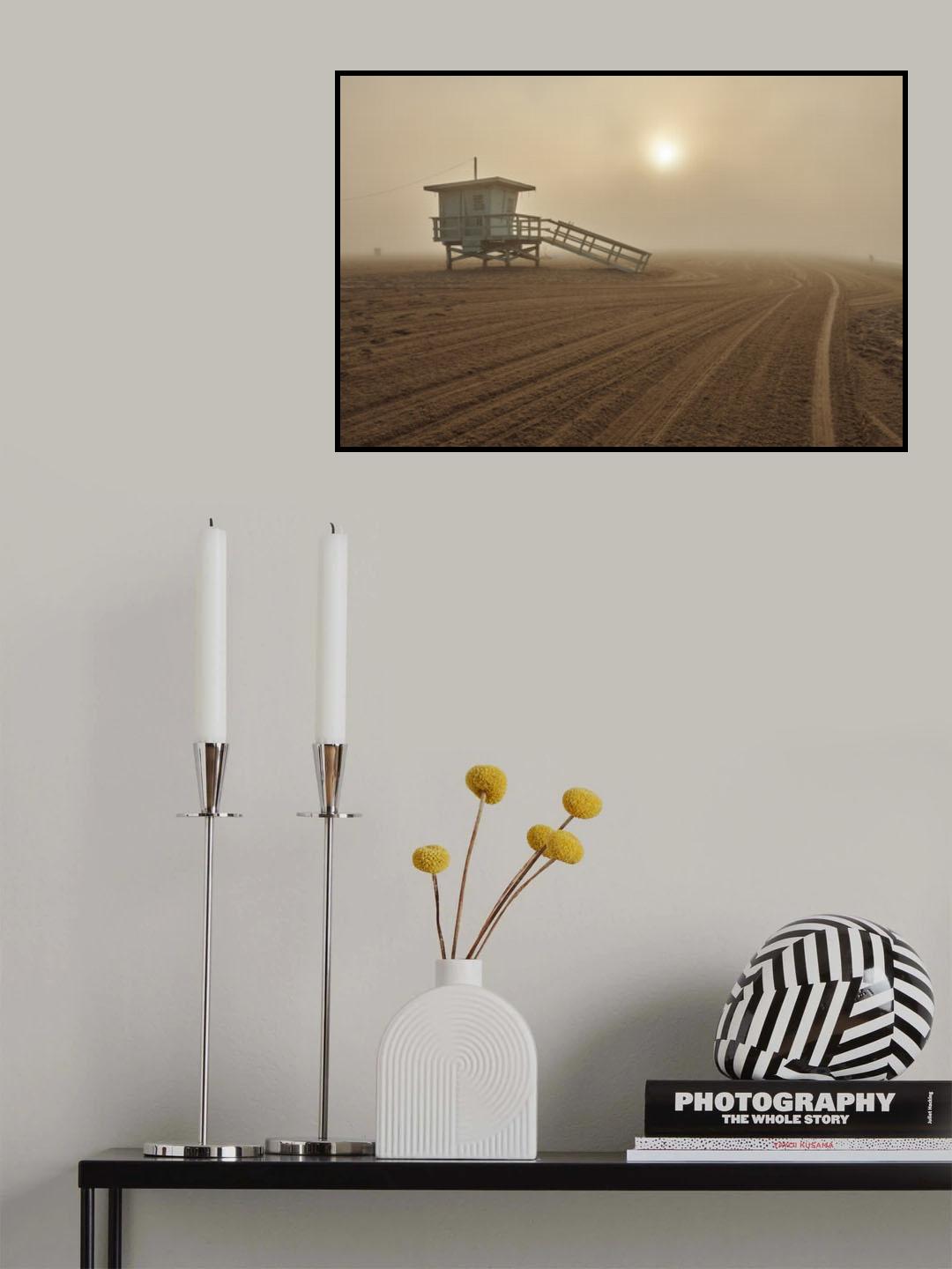 Fog on the beach - Santa Monica Poster och Canvastavla