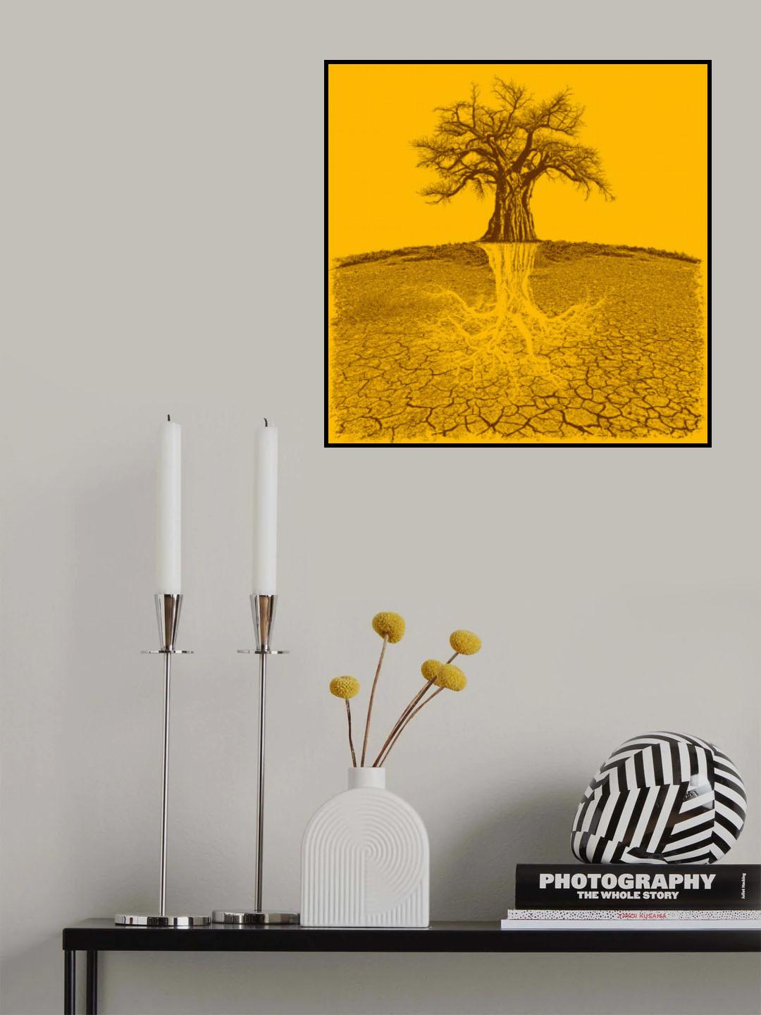 Baobab Mythical Roots Deeper Yellow (h) Poster och Canvastavla
