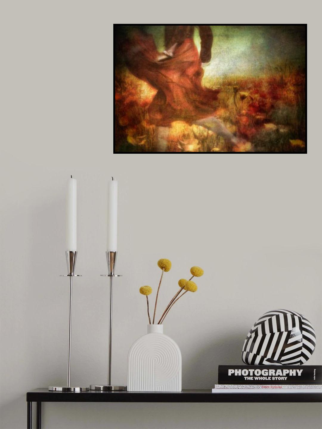 Flowers sewn by the colours of red... Poster och Canvastavla
