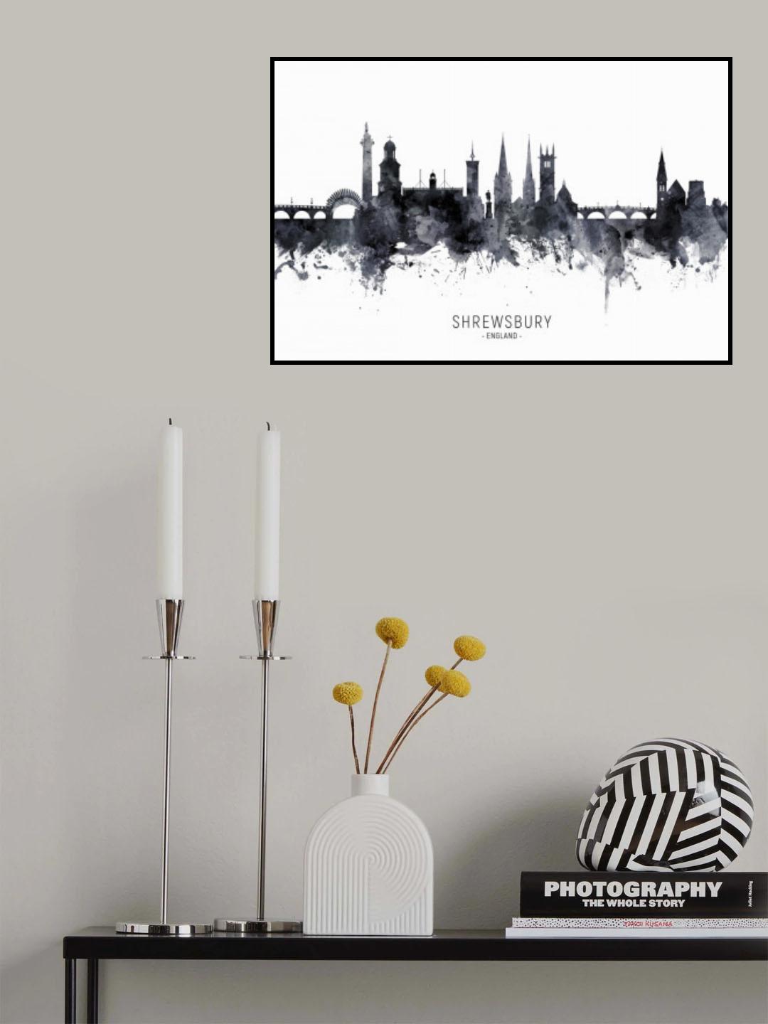 Shrewsbury England Skyline Poster och Canvastavla