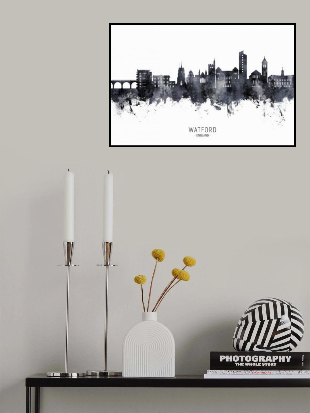 Watford England Skyline Poster och Canvastavla