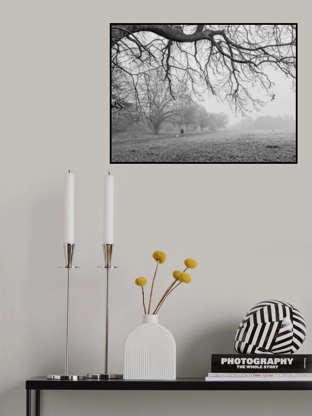 Field and Forest in Fog Poster och Canvastavla