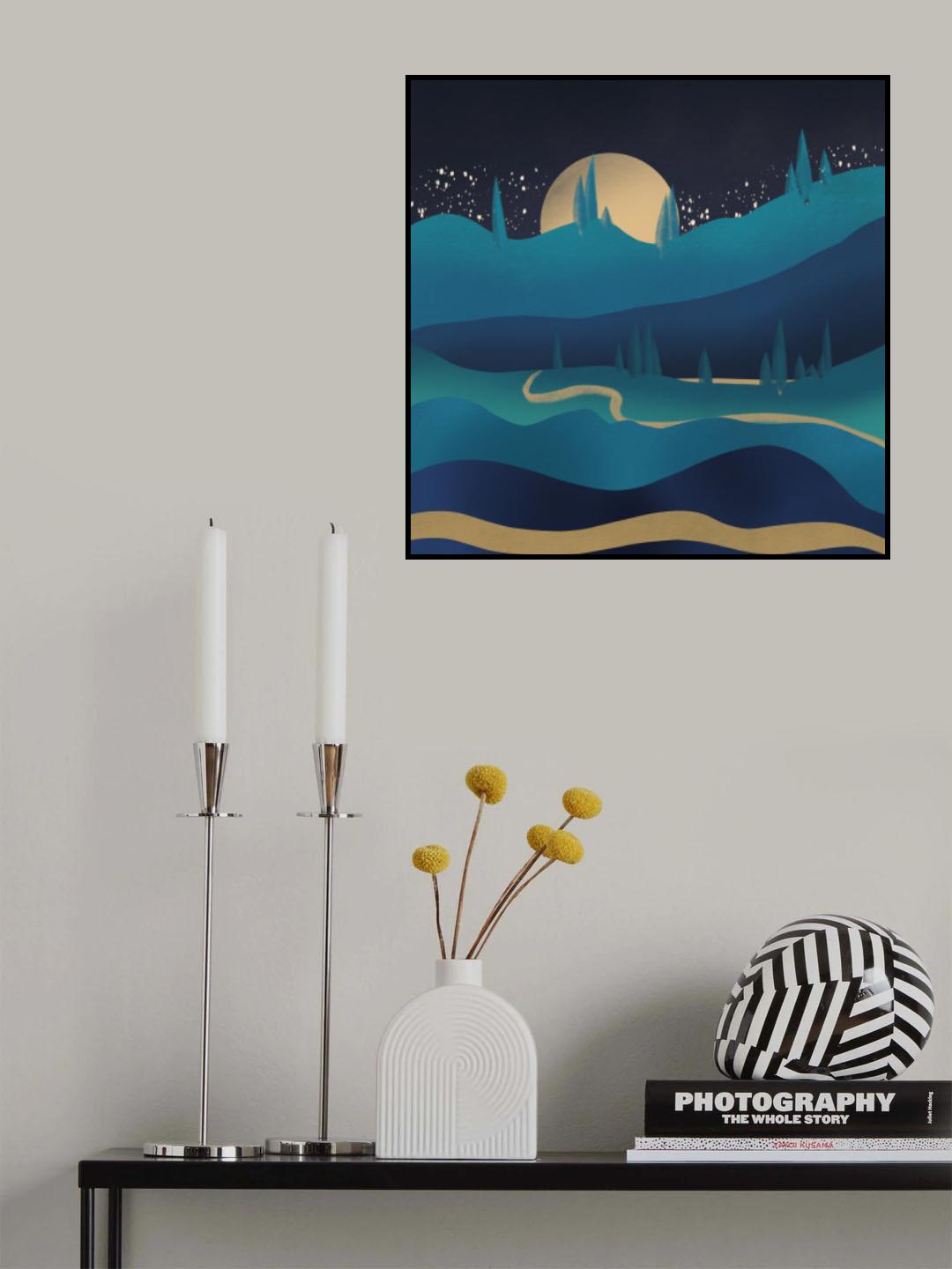 Moutain Road Under the Moonlight Poster och Canvastavla