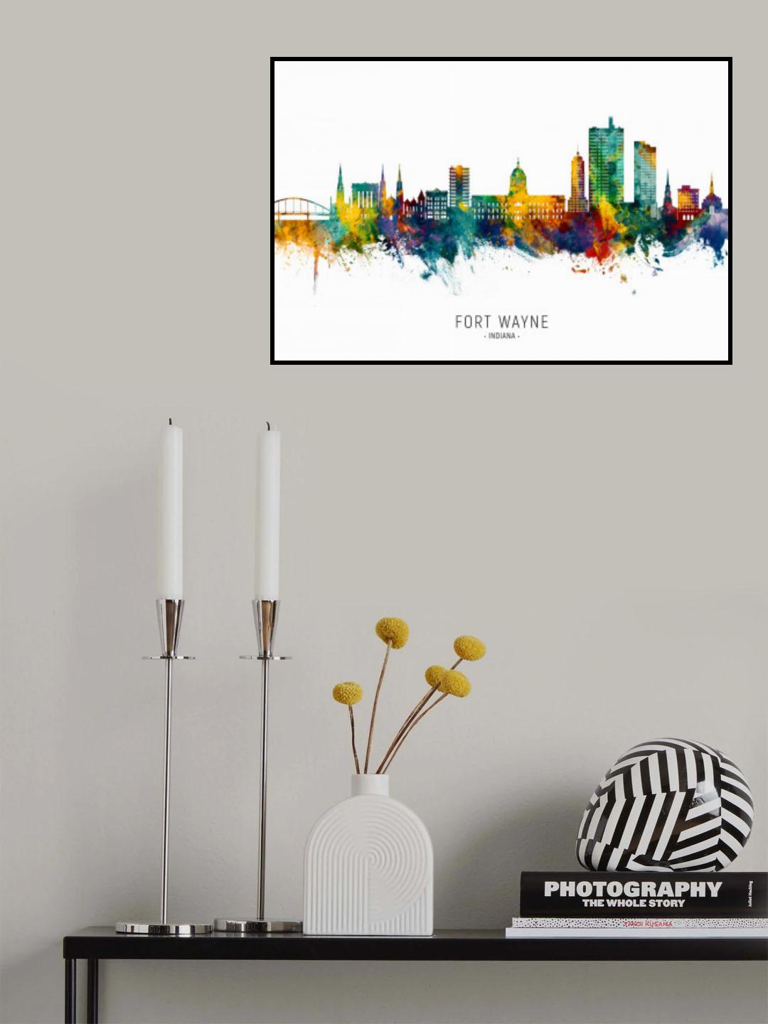 Fort Wayne Indiana Skyline Poster och Canvastavla