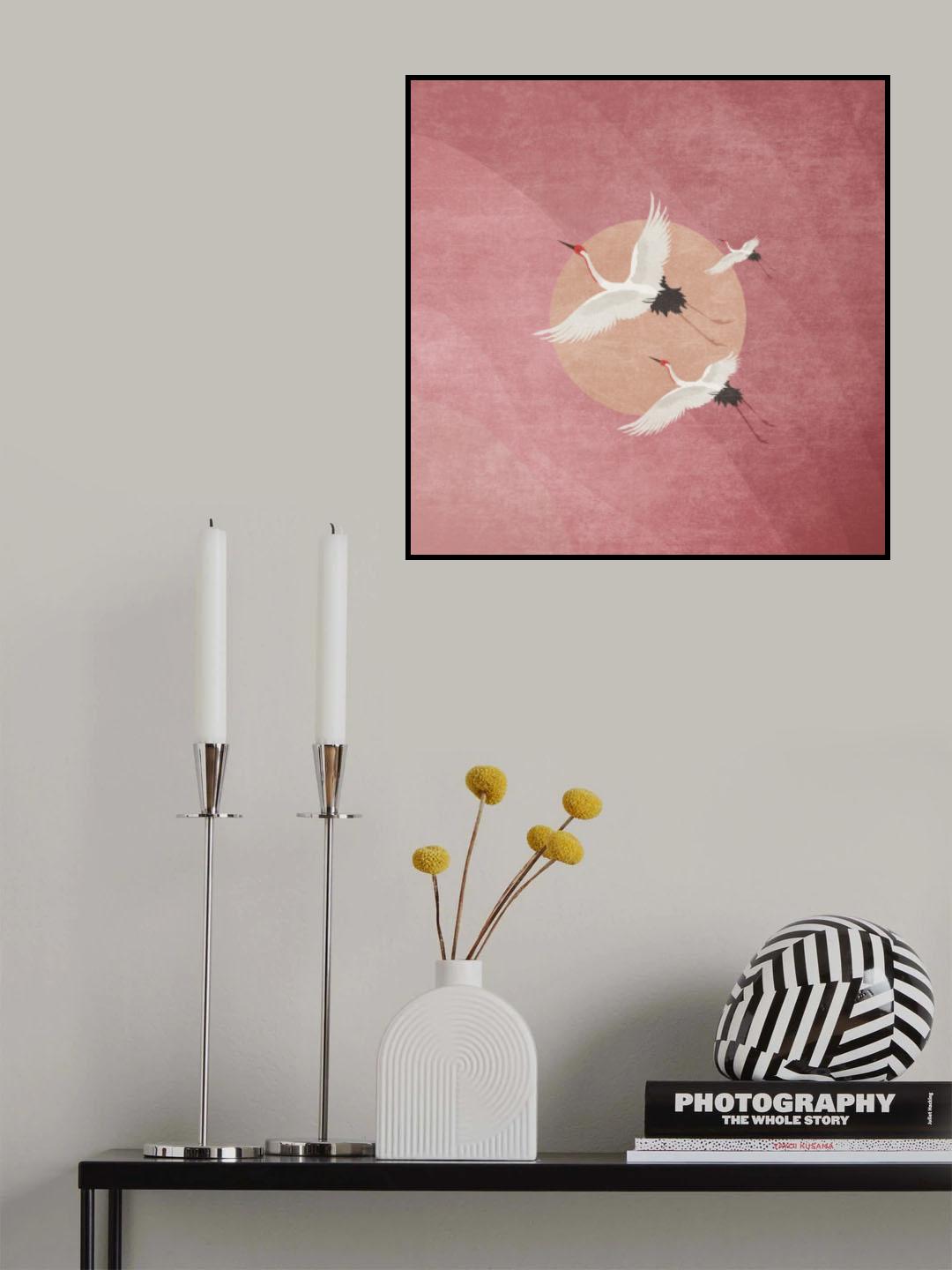 Flying Cranes Poster och Canvastavla