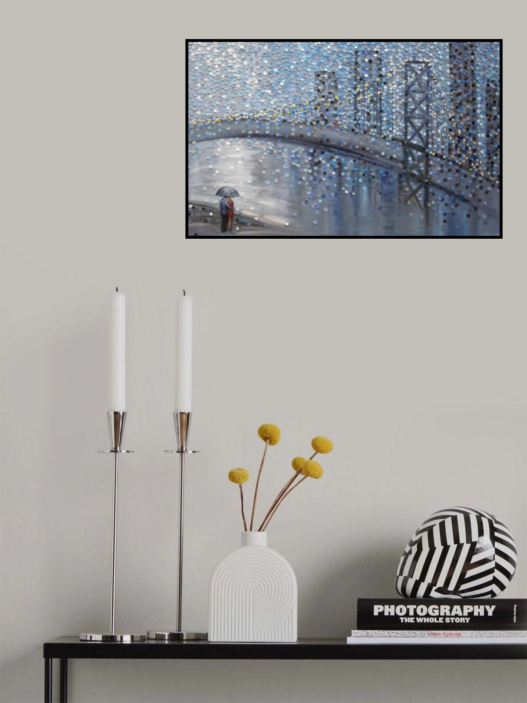 Rainy Date With the Bridge View Poster och Canvastavla