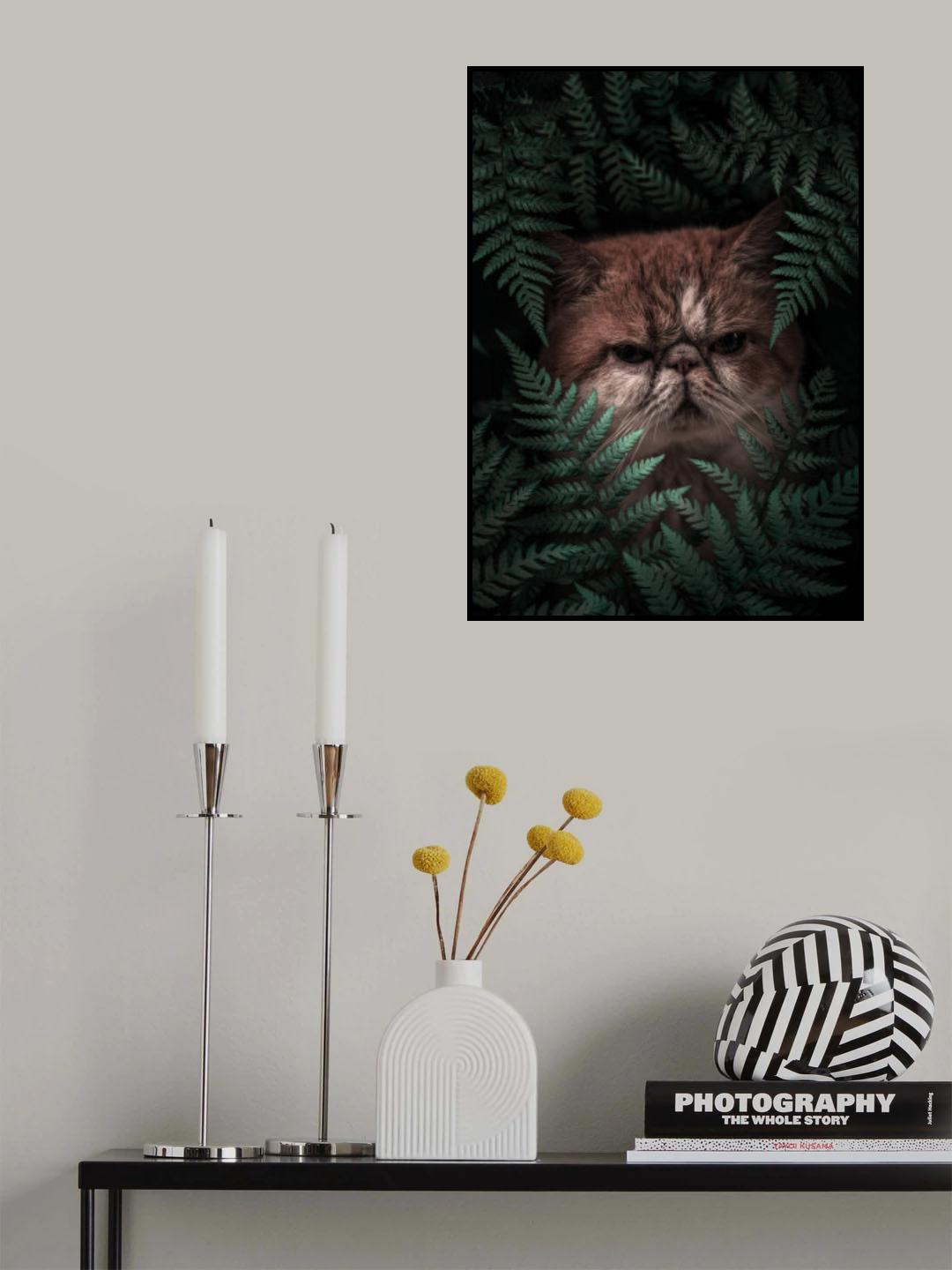 Peaknose Cat In Ferns Poster och Canvastavla