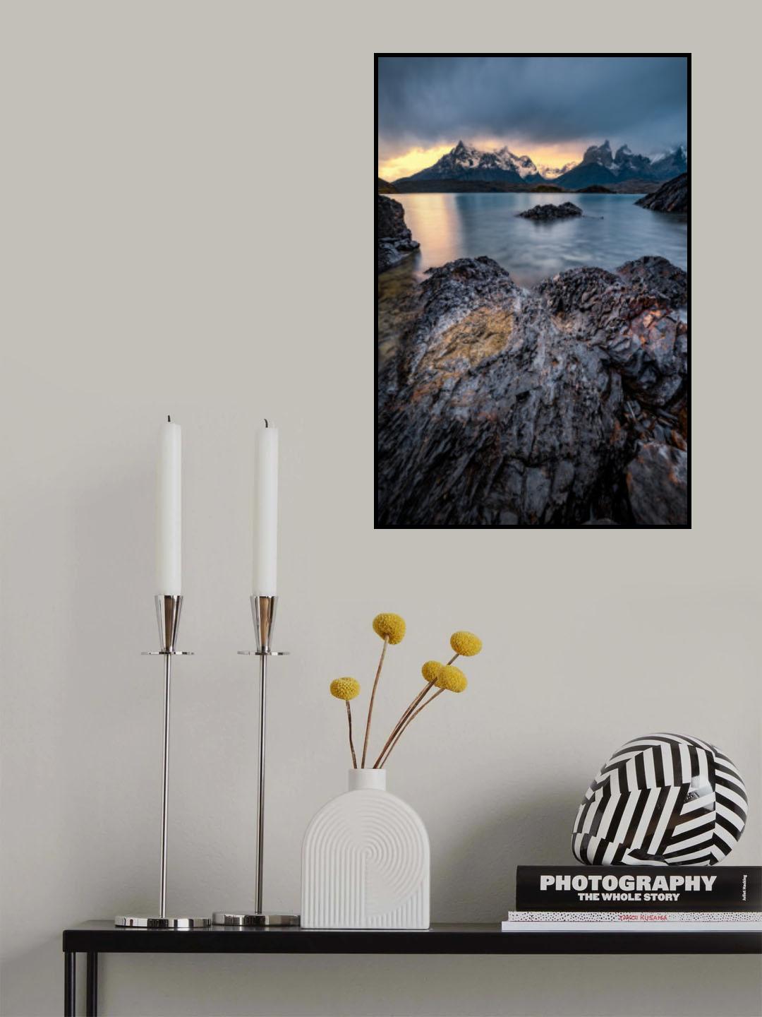 Torres del Paine in Sunset Poster och Canvastavla