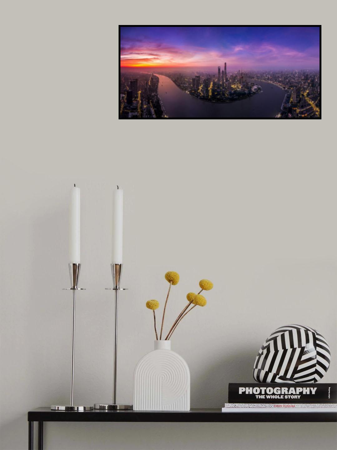 The Morning Glow in Lujiazui Shanghai Poster och Canvastavla