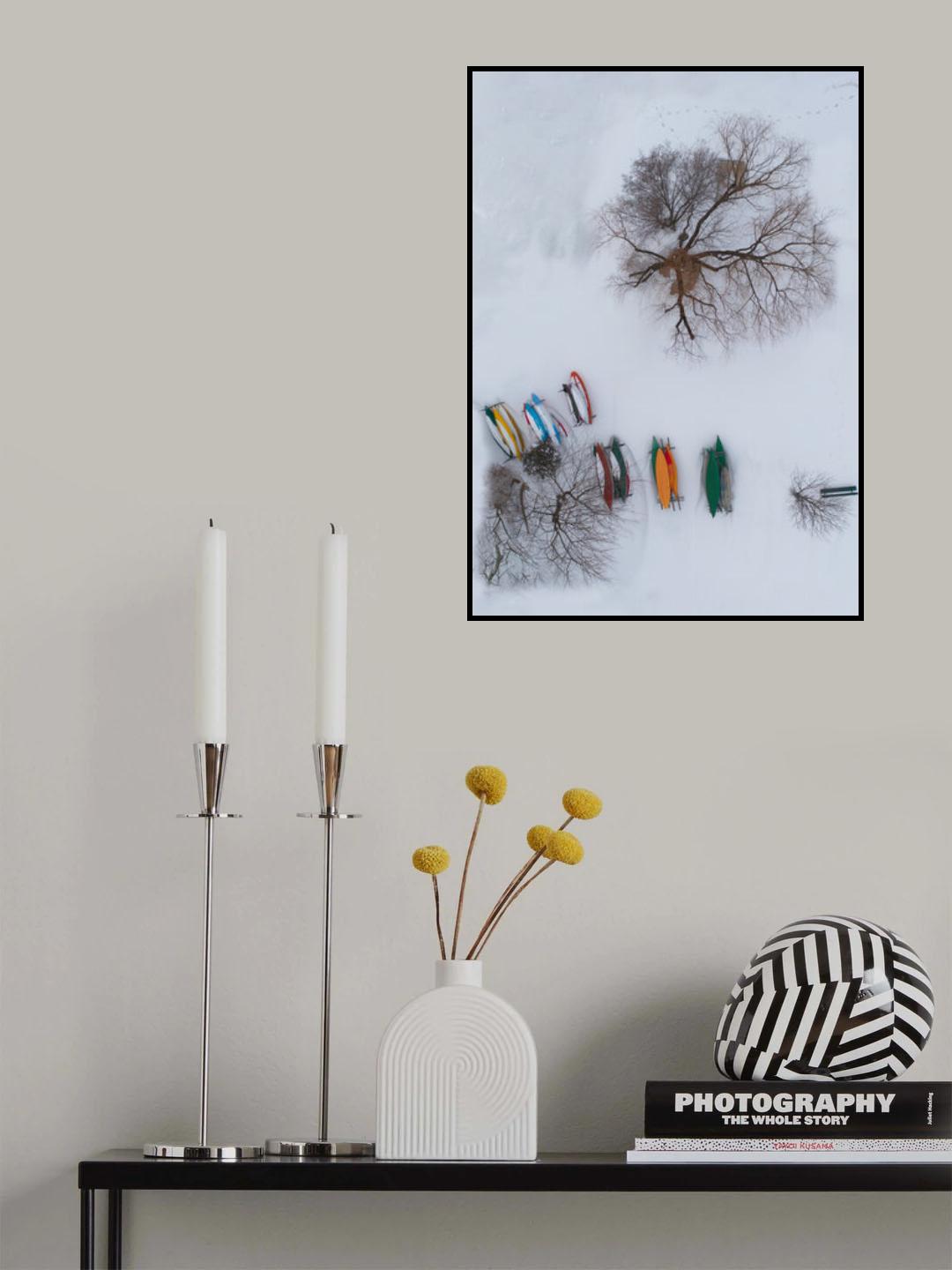 Beach after snow storm Poster och Canvastavla