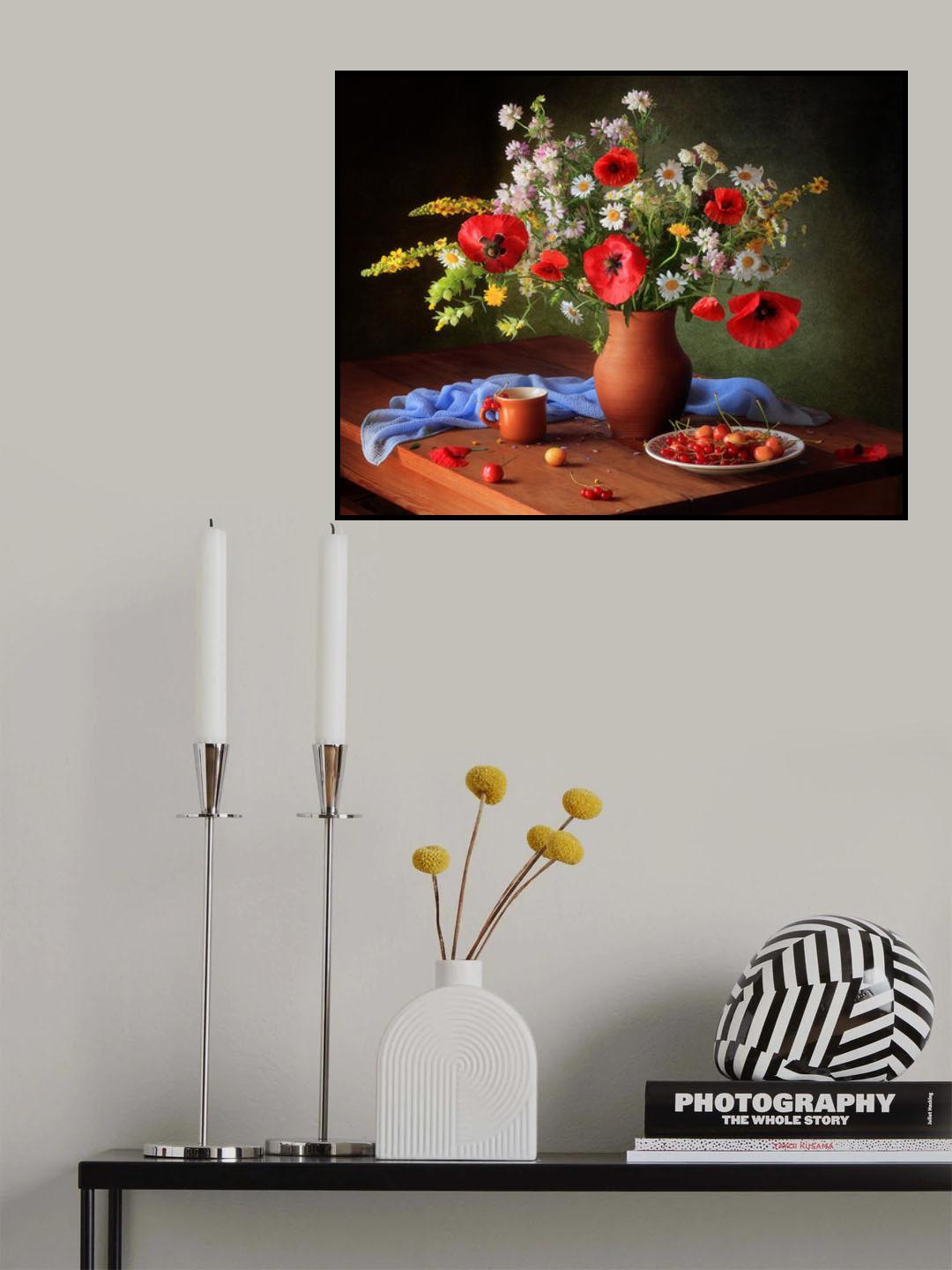 Still life with a bouquet of meadow flowers Poster och Canvastavla
